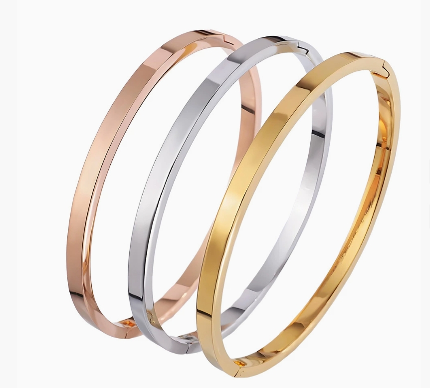 Unisex Stainless Steel designer Bracelet with Gold and Silver Charms - Ideal Couples Jewelry Gift for Weddings & Parties