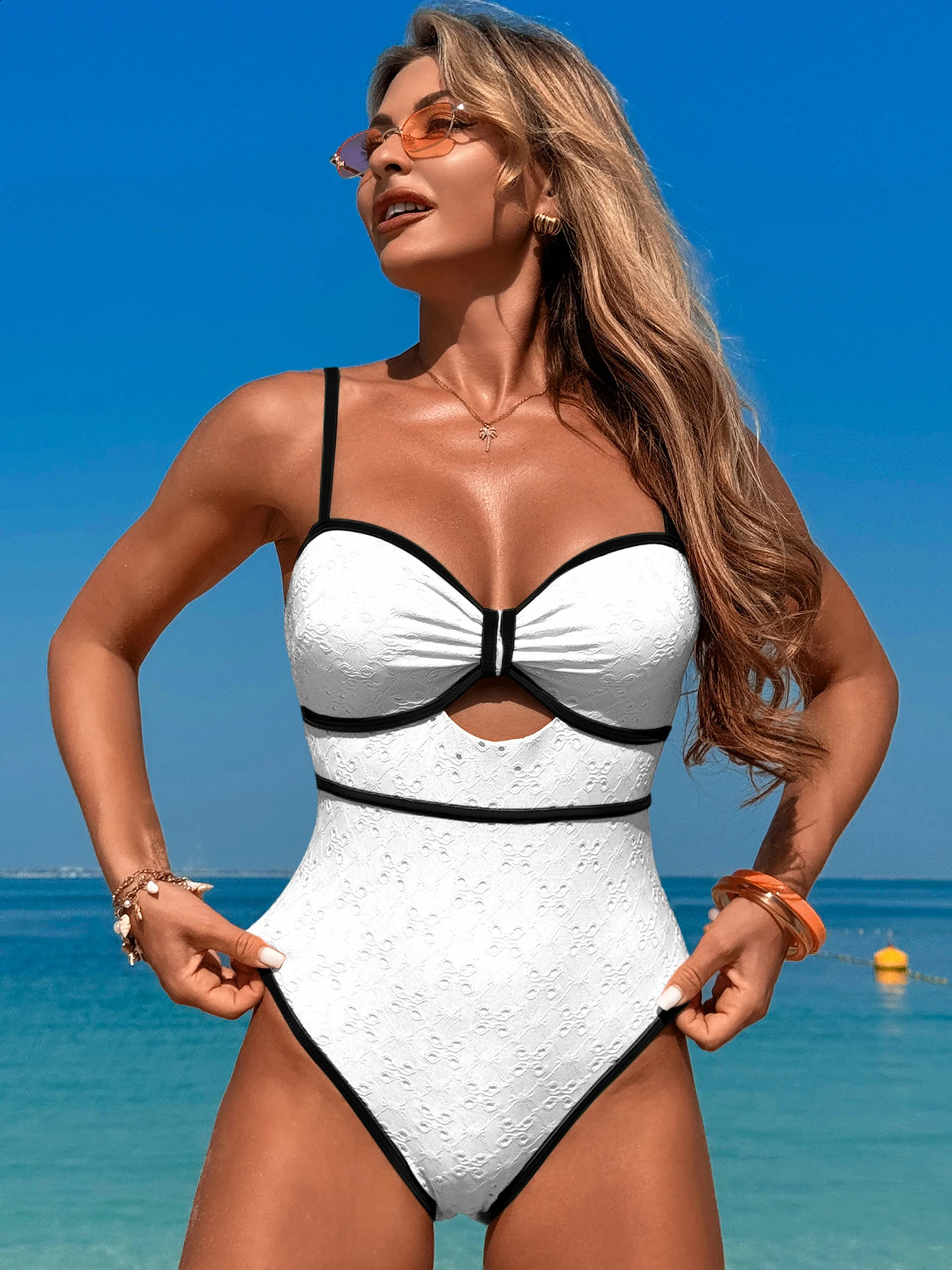 Sexy Lace Hollow Out One Piece Swimsuit For Women Push Up Swimwear Female Bodysuit Monokini Brazilian Bathing Suit Swim 250319