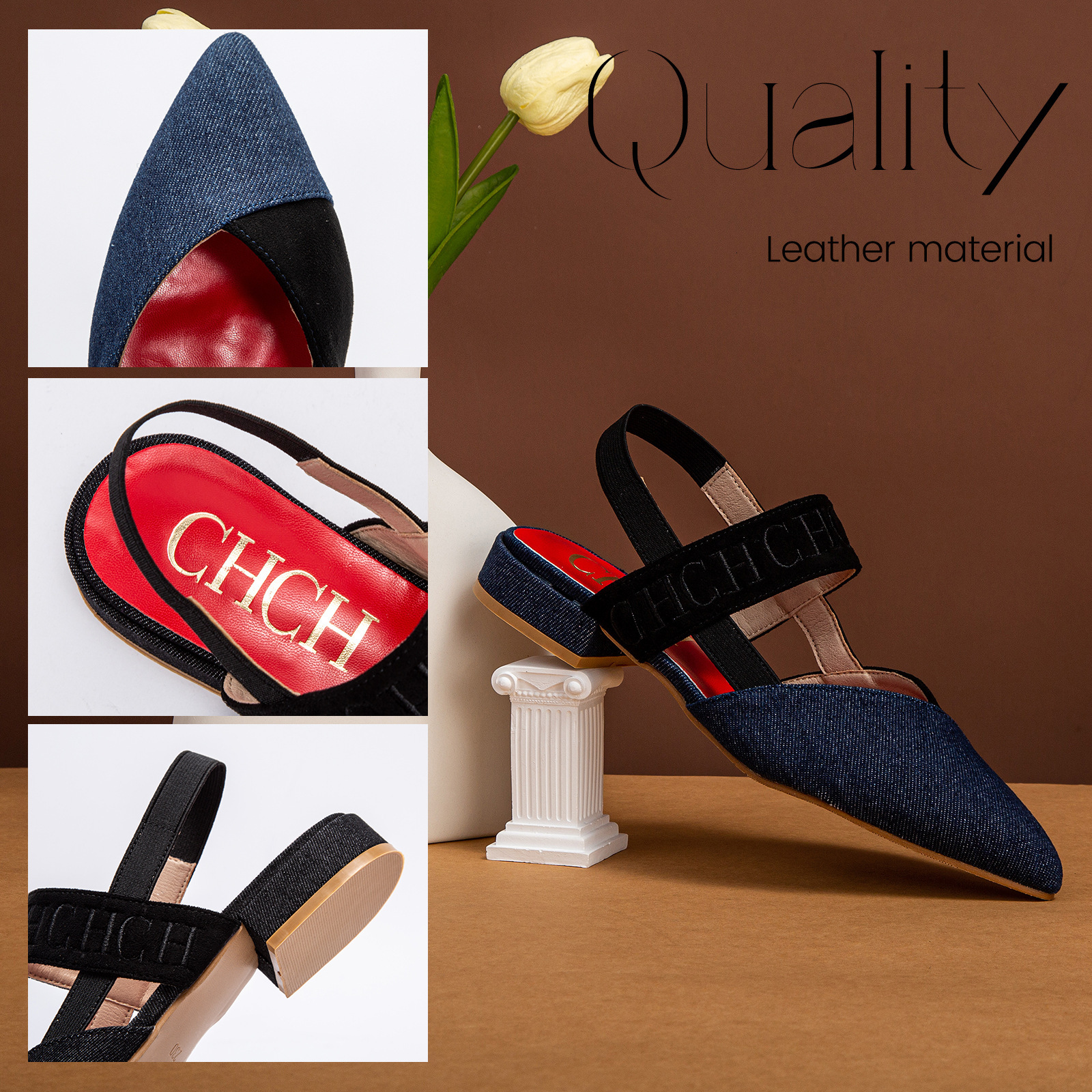 Designer CHCH French Low Heel Casual Grandma With One Strap Mary Jane Single For Daily Commuting Women Flat Shoes