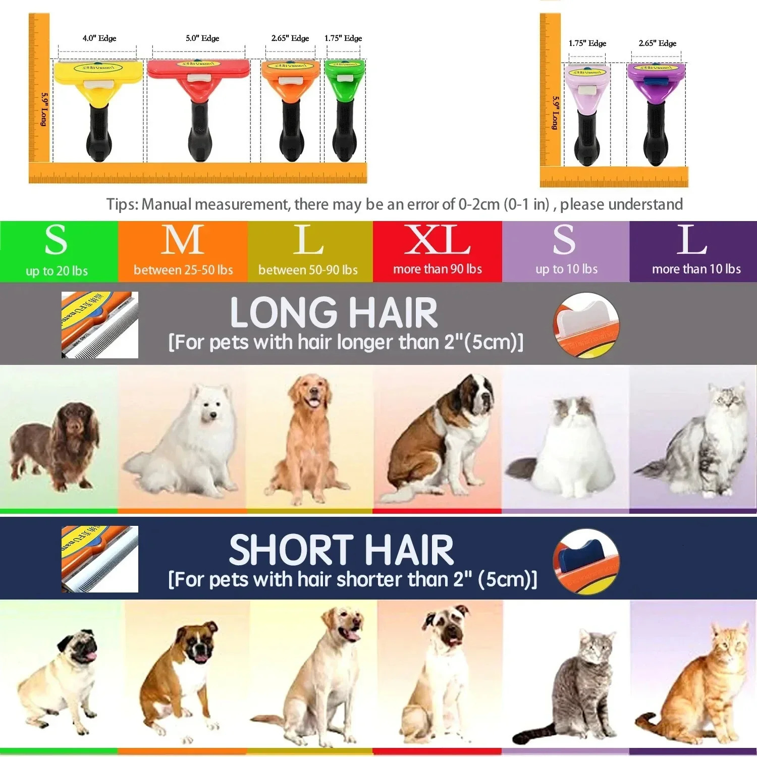 Big dog hair removal comb big brush pet grooming 250318