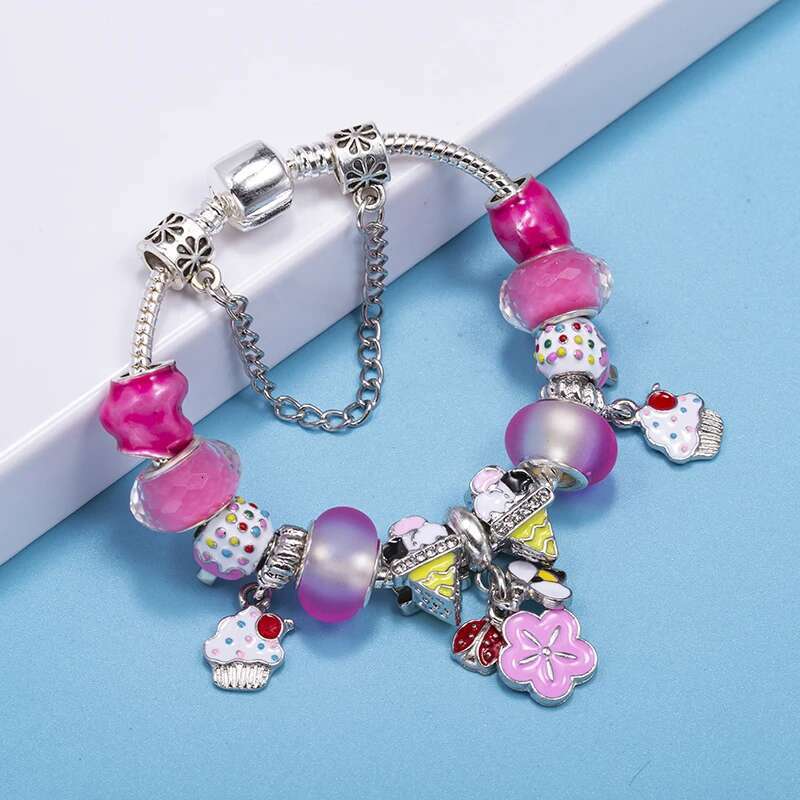 Bees Butterfly Pendant Charm Bracelets Fits DIY Ice Cream Beads Bracelet Bangles For Women Men Kids Bijoux Pulseras Jewelry Gift