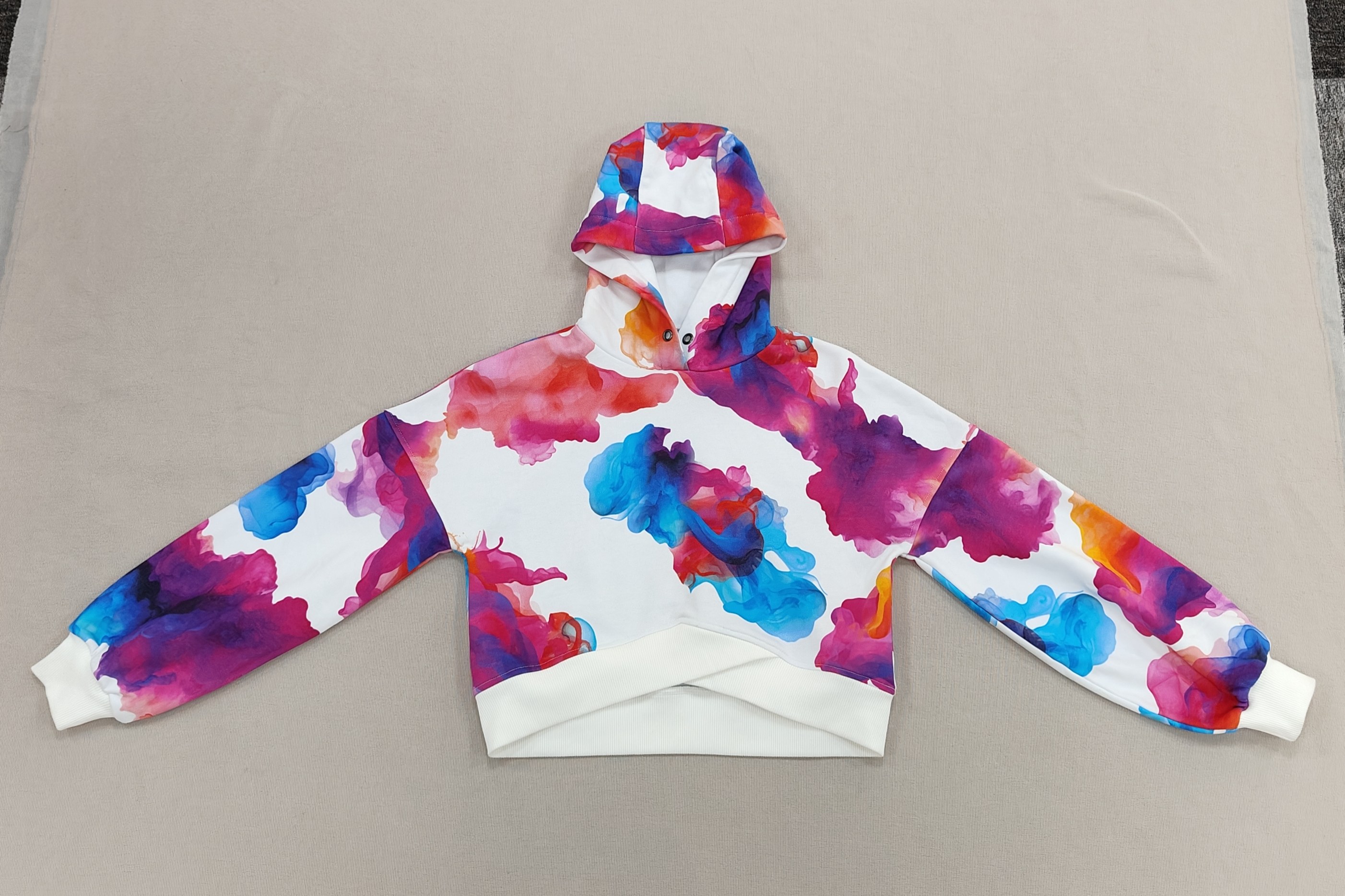 Tie-dye Hoodie Activewear Sportswear Outdoor Hooded Top Casual Athleisure Clothes Running Sweatshirt with X-ribbed Hem