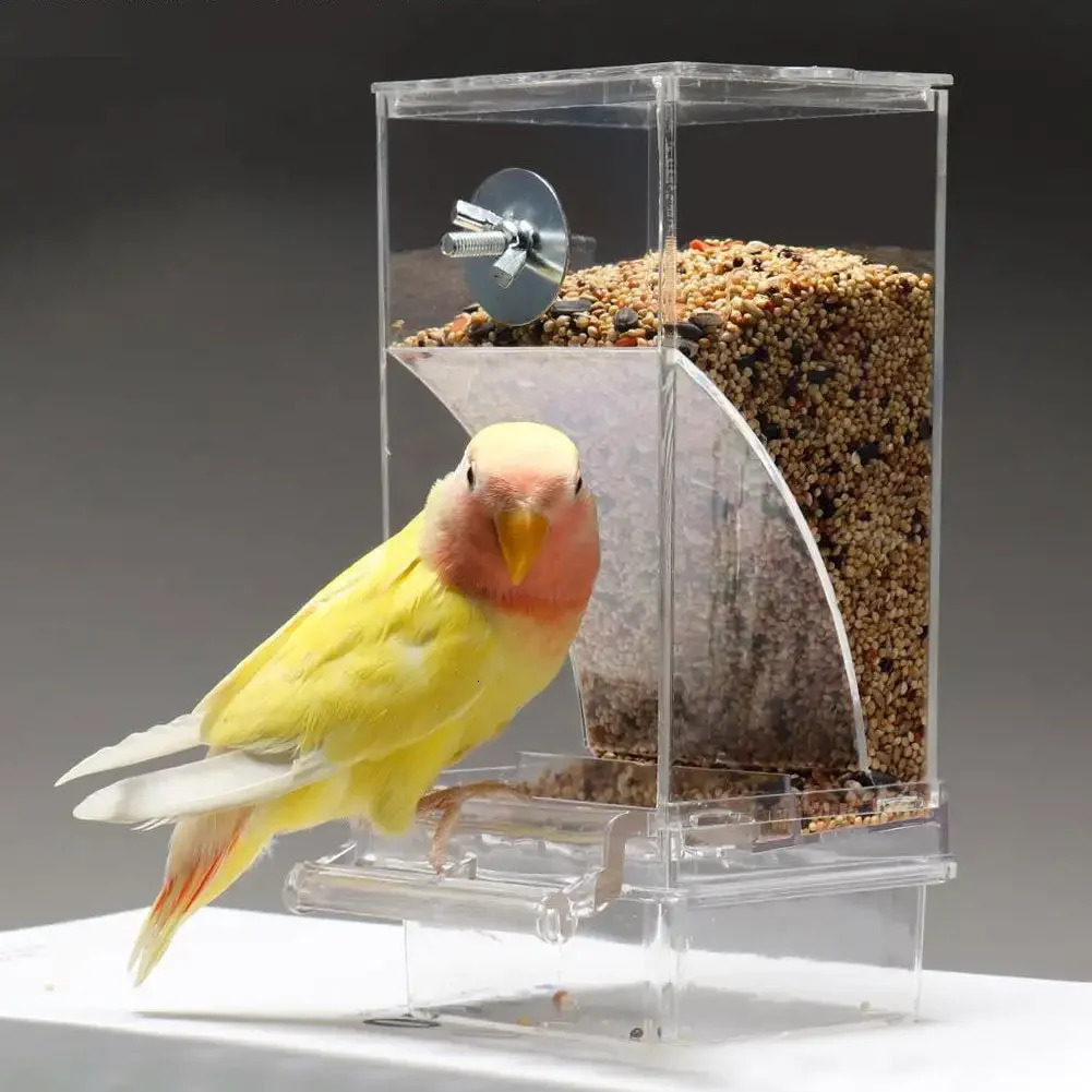 Automatic Bird Feeders No Mess Parrot Feeder Drinker Acrylic Seed Food Container Cage Accessories For Small And Medium Parakeets 250320