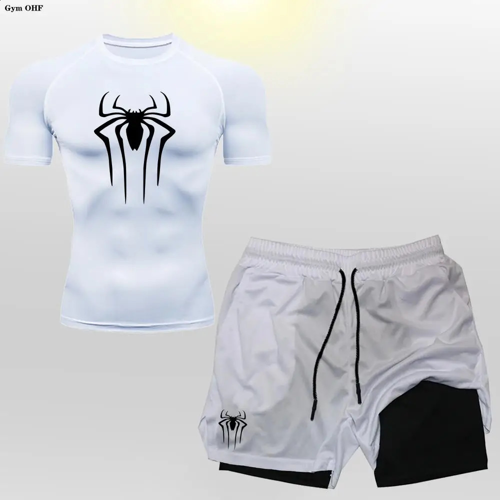 MMA Jiu Jitsu Bjj TshirtShorts Set Rashguard Mens Boxing Shirt Fitness Running Training Track and Field Clothes 250319