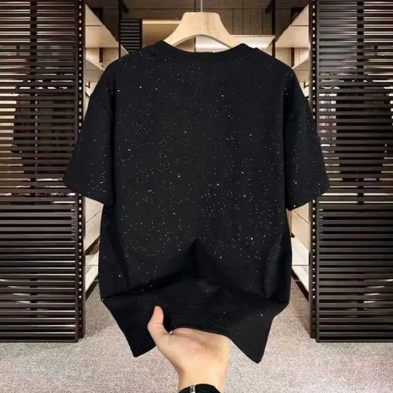 2024 New Summer Fashion Trend Creative Personality Round Neck Full Sky Star Print Loose Leisure Oversized Short Sleeve T-shirtT250319