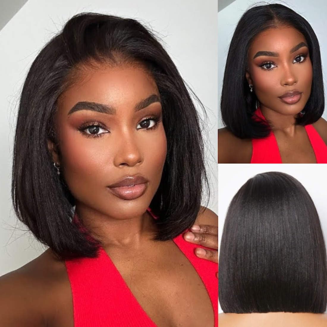 Yaki Straight Glueless Bob Wig Human Hair 5X5 Bye Bye Knots Wear and Go Wig Pre Cut Lace Closure Wig Pre Plucked Easy Install No Skill Needed 150% Den