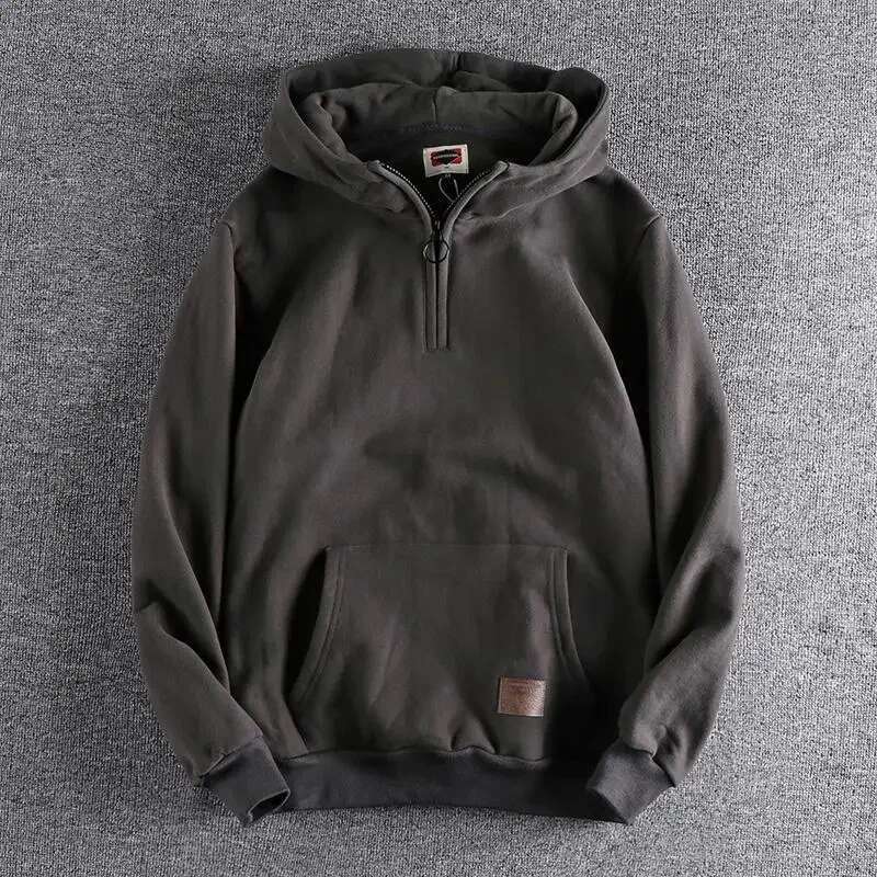 Loose Male Hoodie Solid Autumn Emo Designer Aesthetic Simple Y2k Vintage Men's Hooded Sweatshirt High Quality Cotton Warm