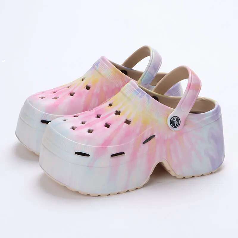 Wedge Heels Leopard Thick Bottom Clogs For Women Closed Toe Chunky Platform Sandals Woman Summer Super High Wedge Heel Slippers Female