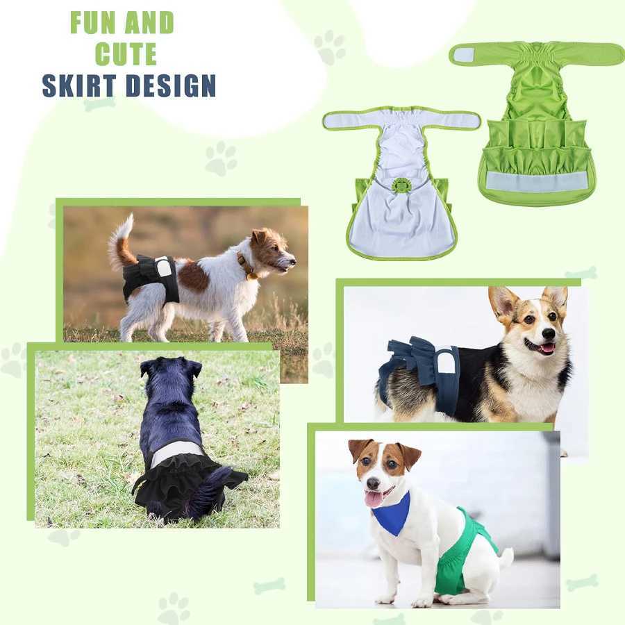 BIAI 1pc Reusable Female Dog Diapers Washable Cloth Diapers with Hook and Loop Waterproof Soft Polyester Fabric Dog Pants Y250320