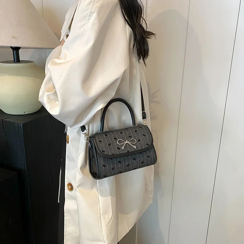Fashion Bow Womens Top Handbag Small Square Pu Womens Shoulder Cross Body Bag Autumn Womens Handbag Clutch Wallet 250318