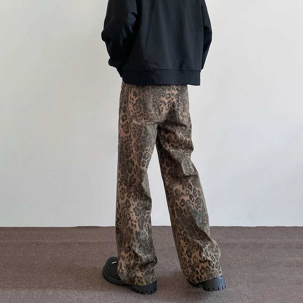 Leopard Jeans Retro Y2k Fashion Loose Street Clothing Casual Trouser 2024 Summer Young Wide Leg Grunge Kpop Original JeansT250319
