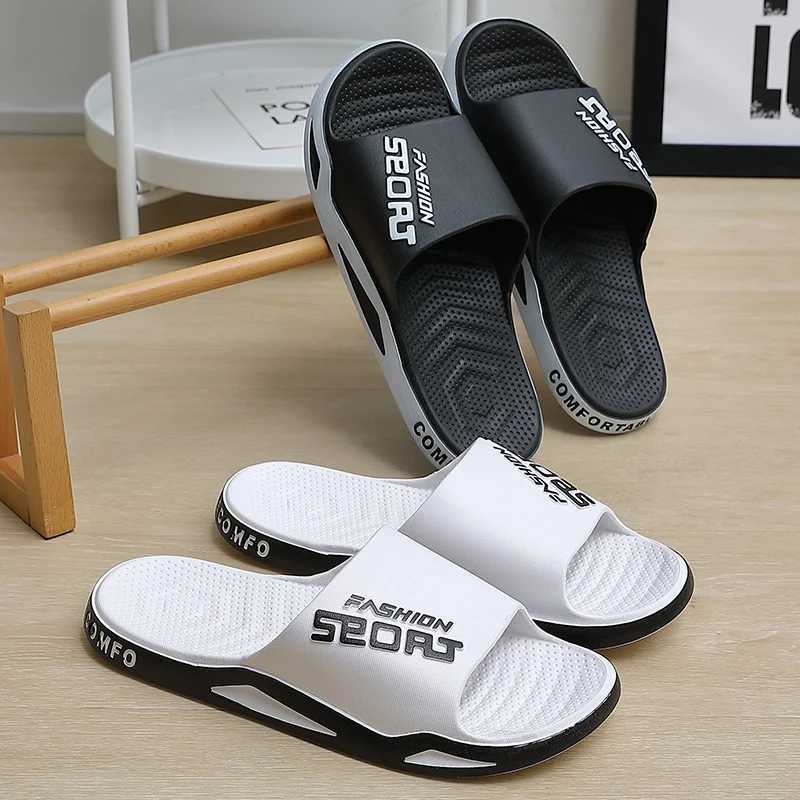 Fi Mens Summer Slippers Indoor Sports Style Thick Bottom Lightweight Breathable Bathro Outdoor Beach Cfort Shoes Y250320