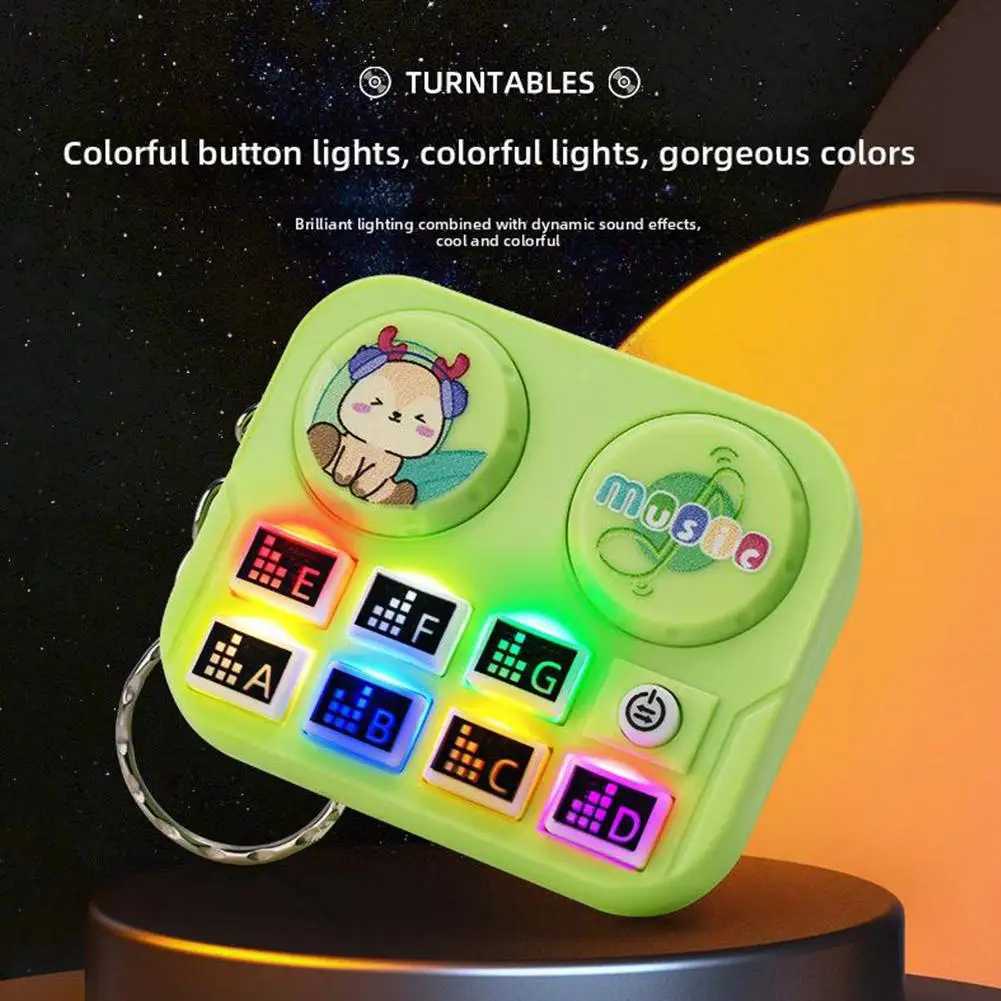 1pc Mini Music DJ Disc Player Keychain Musical Instrument Sound Button Toy Games Childrens Educational Toy Bag Pendant KeychainXJ250319