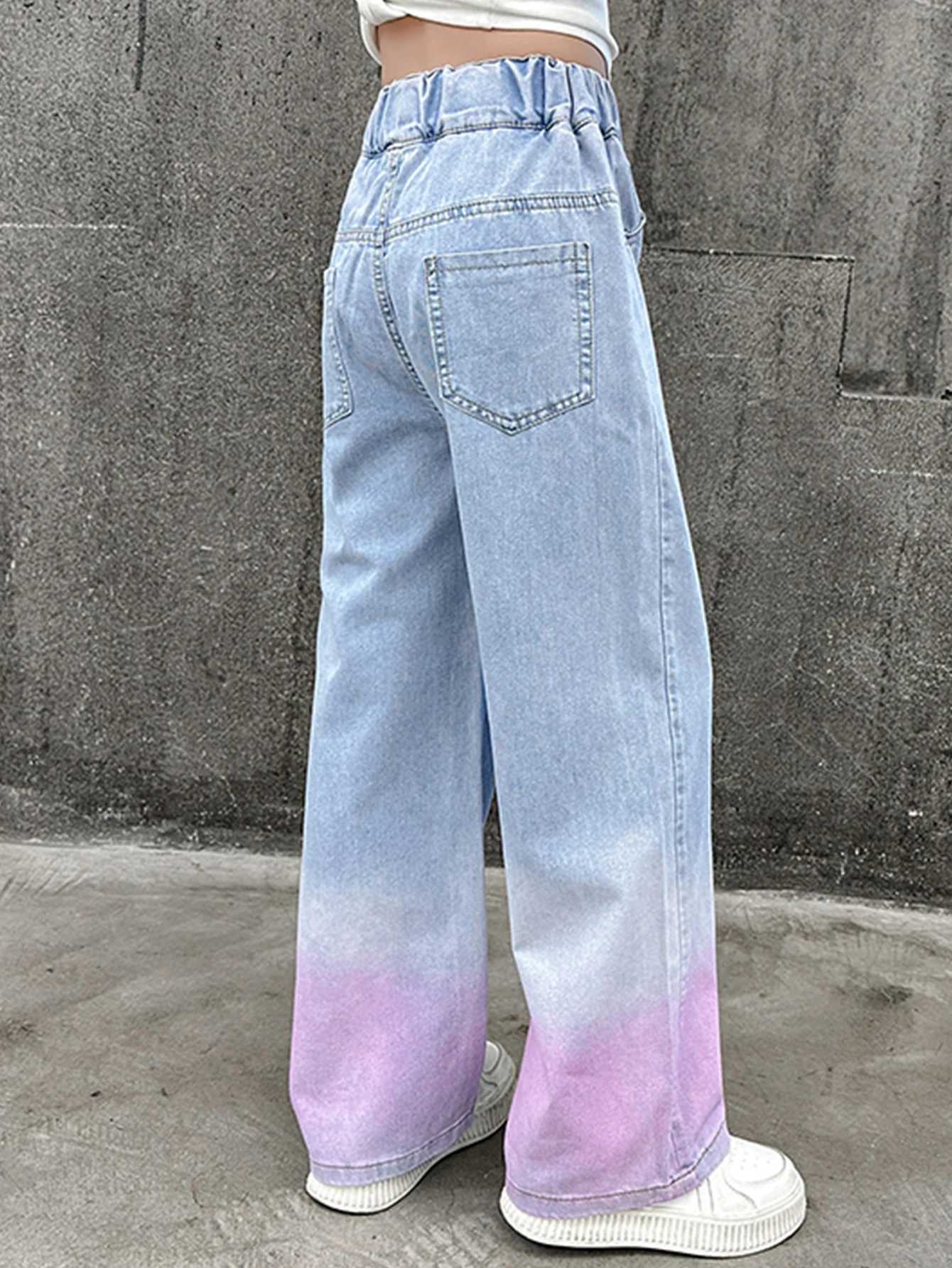 Girls colorful spray wide leg pants single pieceT250326