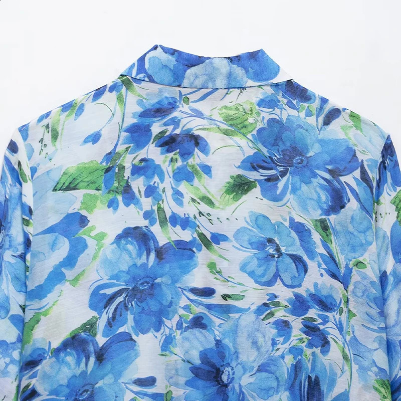 Willshela Womens Fashion Printed Single Chest Shirt Retro Collar Long Sleeve 250319