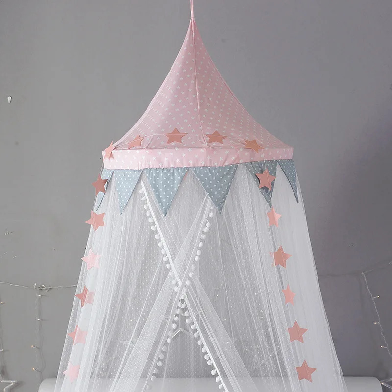 Baby Room Mosquito Net Kid Bed Curtain Canopy Round Crib Netting Tent Baldachin Decoration Girls Bedroom Accessories 250312