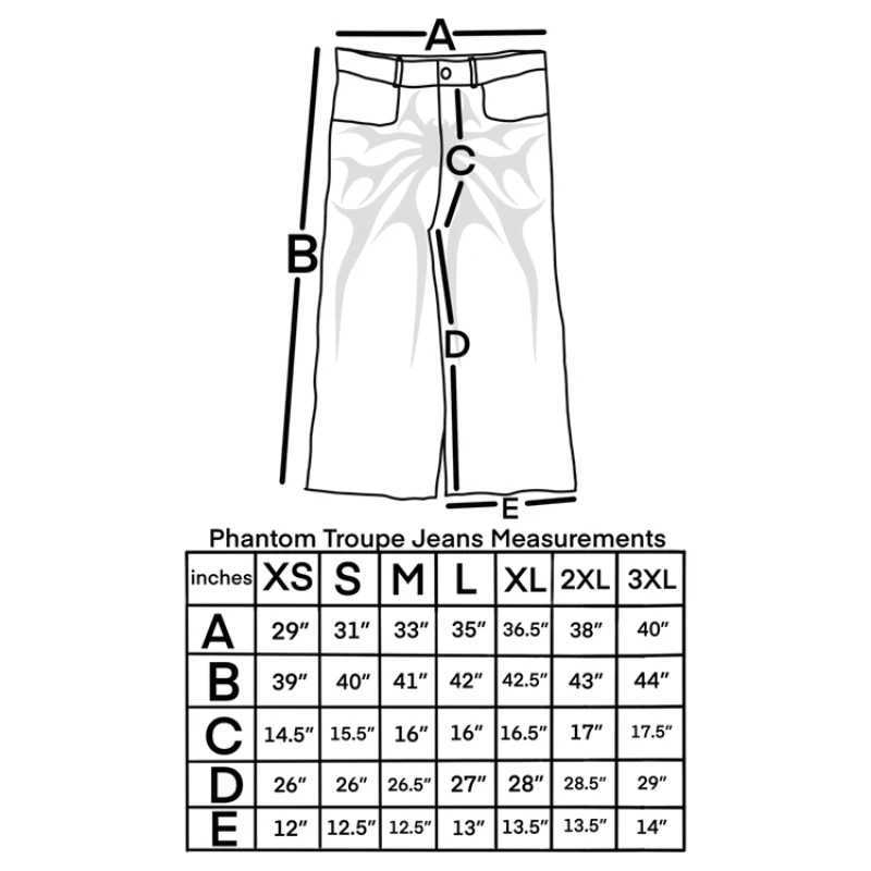 Y2K Phantom Jeans Street Spider Embroidery Patch Hip Hop Street Clothing Gothic Retro Oversized Pocket Set Unisex Mop PantsT250319