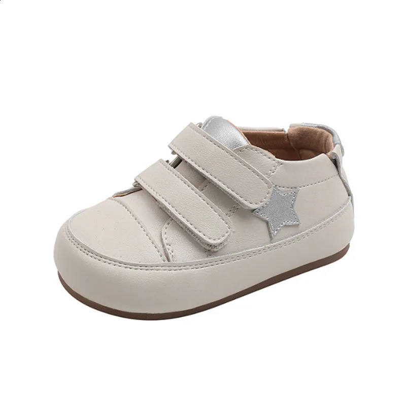 0-5 Years Baby Shoes Microfiber Leather Toddler Boys Barefoot Shoe Star Soft Sole Girls Outdoor Tennis Fashion Kids Sneakers 250319