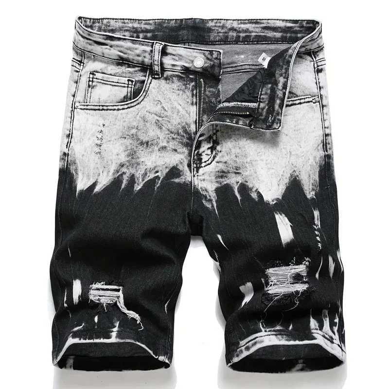 Summer new ultra-thin elastic mens shorts fashionable retro designed denim shorts streetwear 98% pure cotton cargo shorts mens W250319