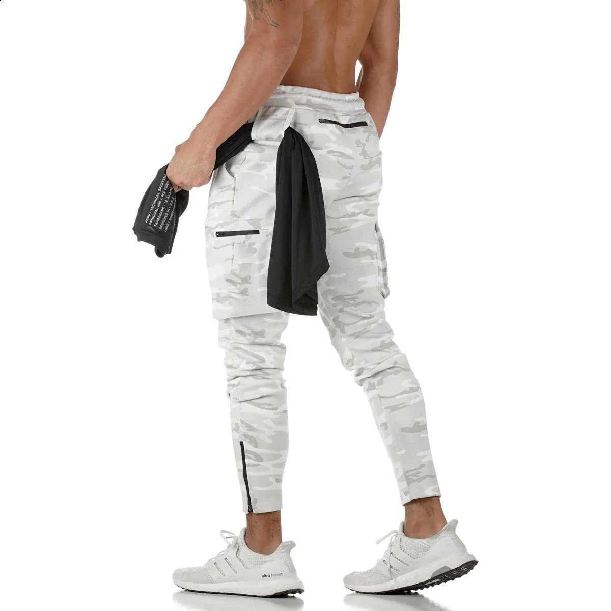 Mens Overalls Outdoor Multifunction Moisture Absorption And Perspiration Exercise Fitness Running Training Multipocket Pants 250319