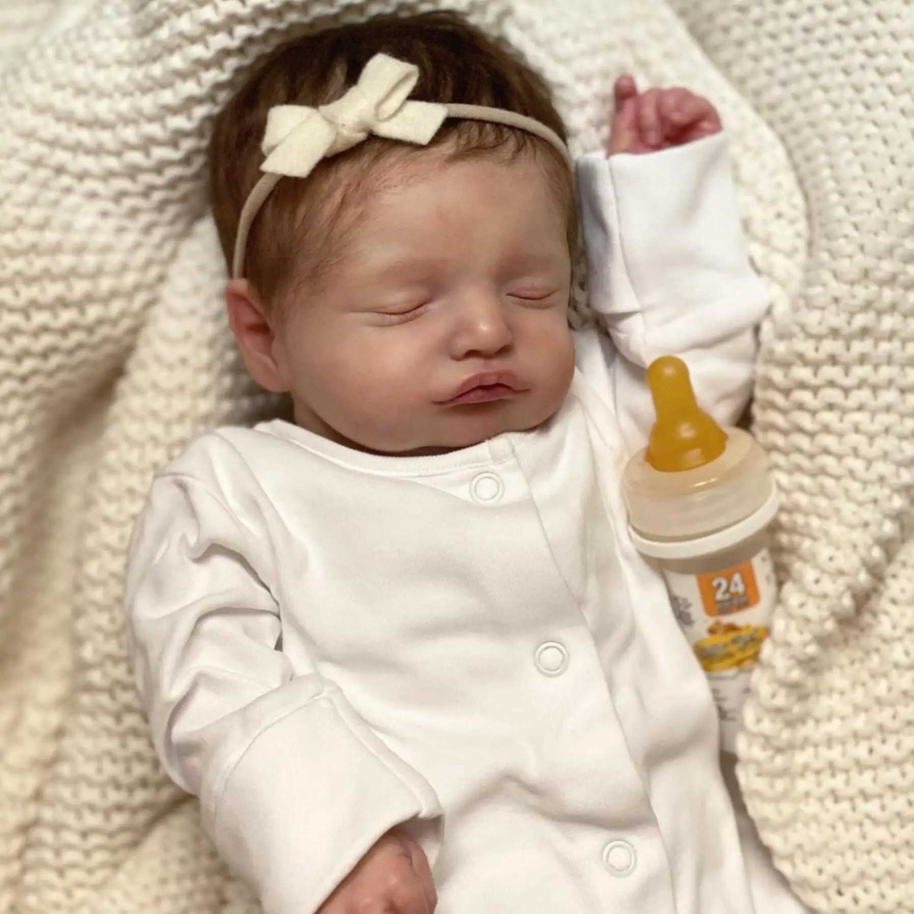 19 inch One Pcs 3D skin with visible veins 48cm fabric body soft silicone sleep regeneration baby doll toy W250320