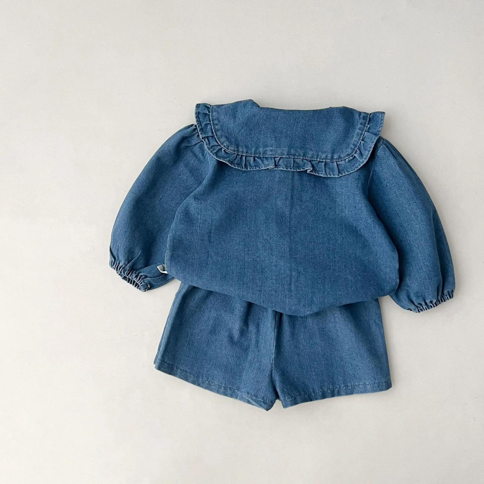 Korean style childrens casual fashion spring twopiece denim suit for girls clothing set 250319