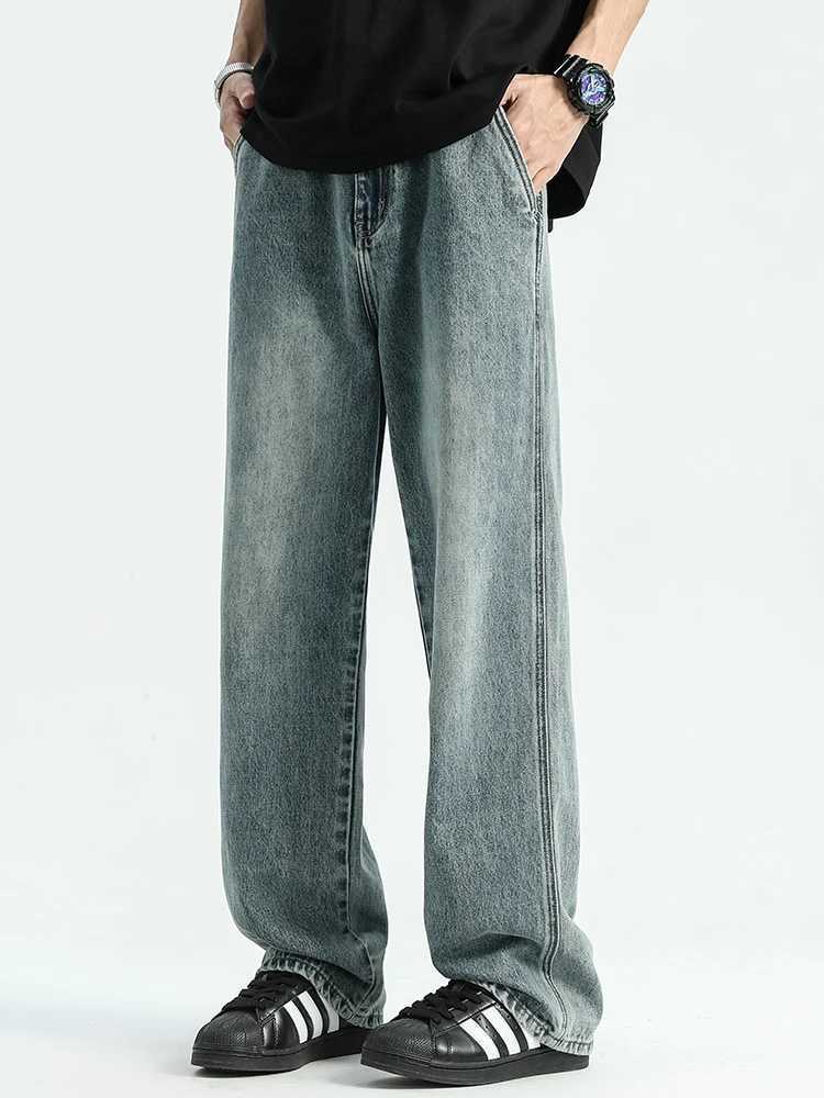 90% pure cotton jeans mens 2024 new retro street pants loose casual soft mens brand clothing denim TrousersT250319