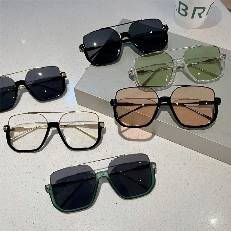 Vintage Oversized Sunglasses Fashion Men Women Square Shades Eyewear Trendy Ins UV400 Sun Glasses 250320