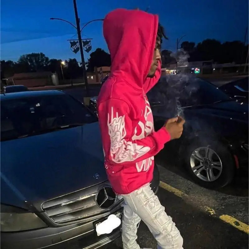 Y2K Zipper Hoodie Harajuku Hip Hop Punk Street Gothic Alphabet Printing 2023 Super Dalian Sweater Retro Loose Clothes 250320Z