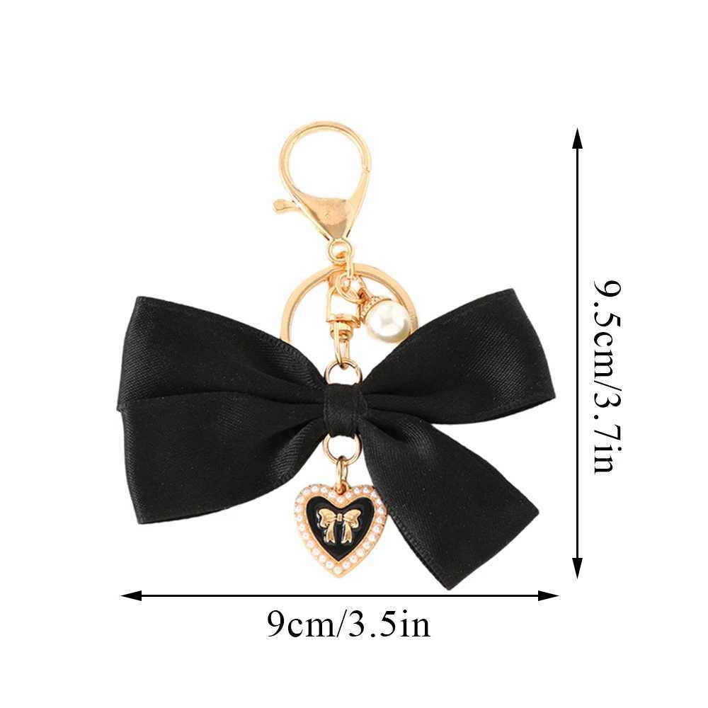 Simulated Pearl Keychain Sweet Fashion Ribbon Bow Keychain Accessories Metal Buckle Womens Bag Charm Best Jewelry GiftXJ250319