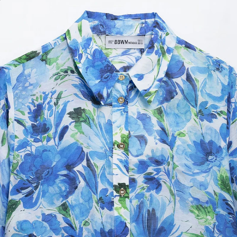 Willshela Womens Fashion Printed Single Chest Shirt Retro Collar Long Sleeve 250319