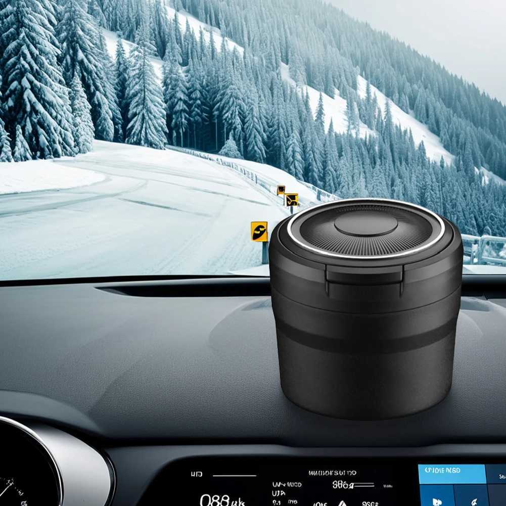 Car Ashtray with Lid Portable Ash Tray with LED Light Mini Car Trash Can Smell Proof Multi-Function for Outdoor TravelC250319