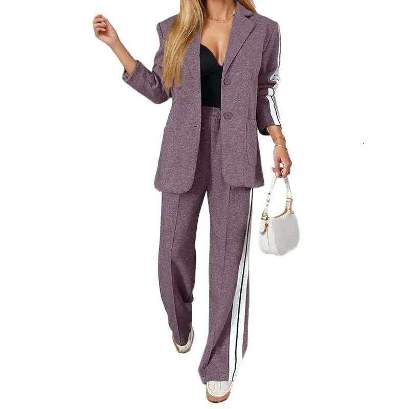 Two-Piece2025 Spring Autumn Set New Casual Solid Color Long Sleeve Fashion Suit Pants