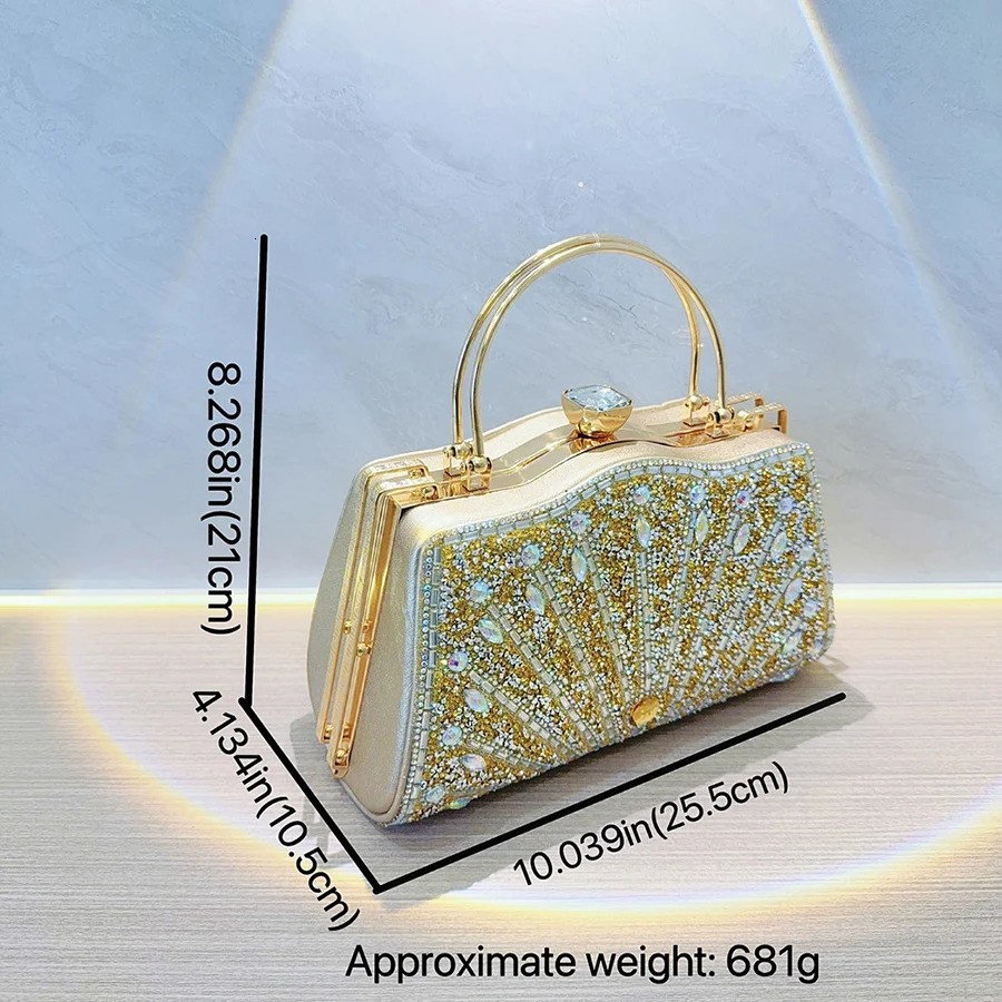 Women Rhinestones Top Handle Handbags Stones Evening bag Wedding Party Clutch Bridal Tote Ladies Metal Chains Crossbody Bags sac R250320