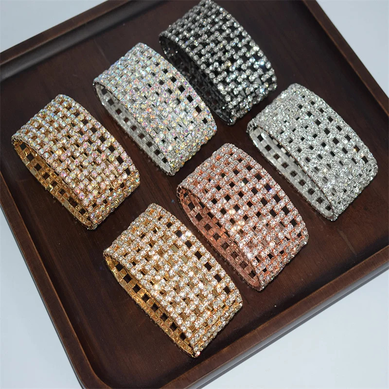 European and American handmade rhinestone elastic bracelet multi-layer elastic hollow bracelet claw chain multi-color bracele 250320