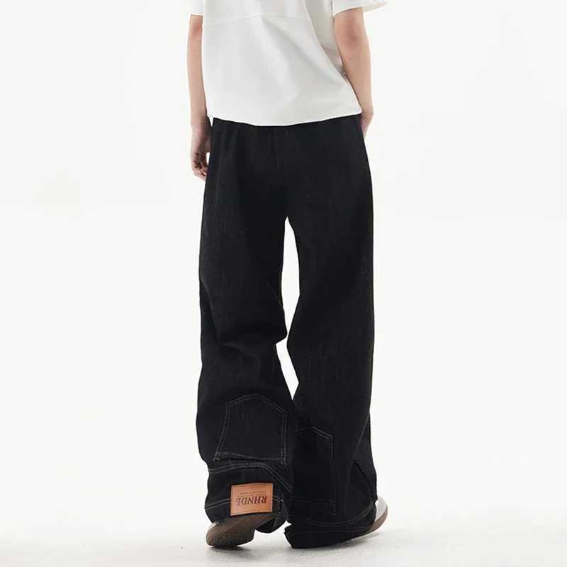 Fashion Men Designer Wide Leg Jeans Male Chic Daily Party Casual Denim Pants Baggy Straight Aesthetic Streetwear Denim TrousersT250319