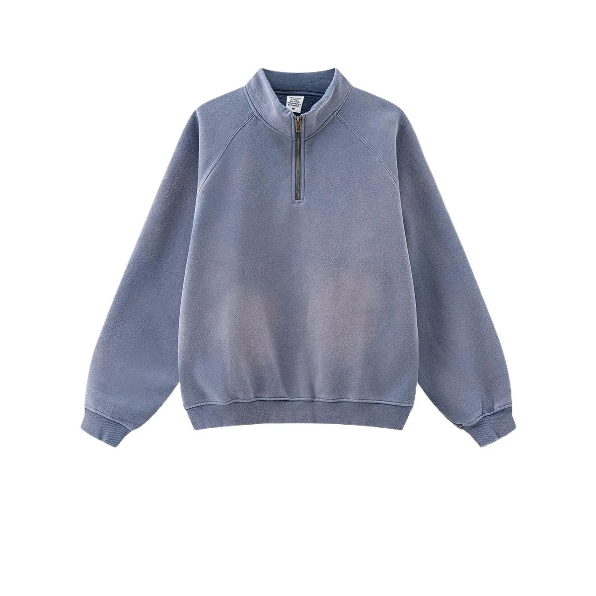 American Oversized Acid Wash Sun Faded Winter Sweatshirt Tops Quarter Zip Up Zipper Jogging Long Sleeve Hoodie Jacket Men 250320Z