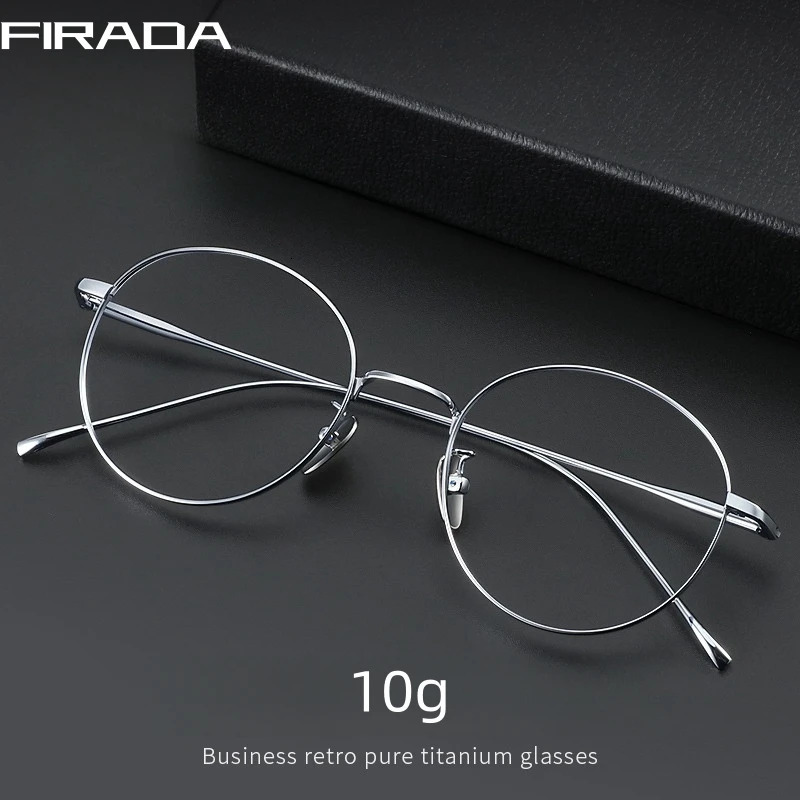 FIRADA Retro Comfortable Glasses Fashion Round Pure Glasses Prescription Glasses Frame Men ST1644 250228