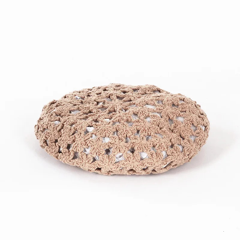 Hollow Out n Womens knitted hat Beanies Lady Girl Beret hat Crochet Soft Artist hat French Painter Pumpkin hat Caps Gorro 250320