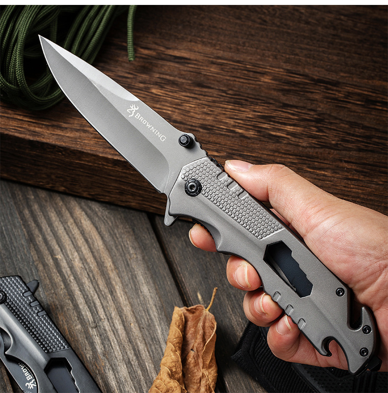 Outdoor stainless steel high-hardness survival folding knife for camping portable and easy to carry around