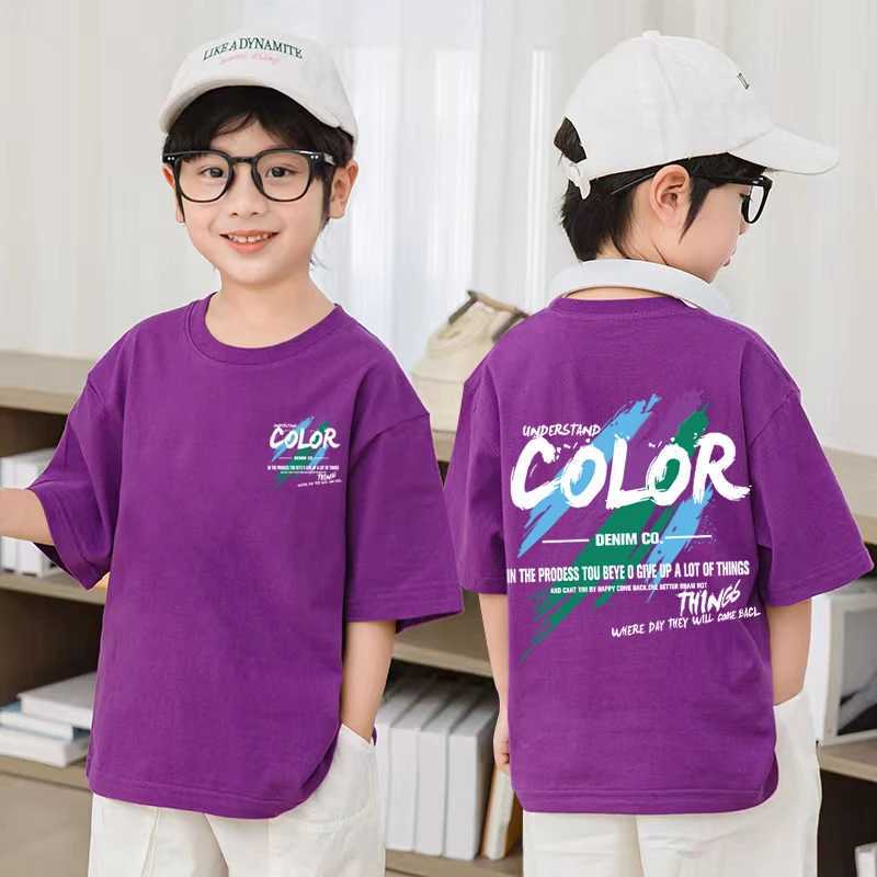 Korean Childrens Clothing 2025 Summer Boys 100% Cotton Short sleeved T-shirt Graffiti Pattern T-shirtT250320