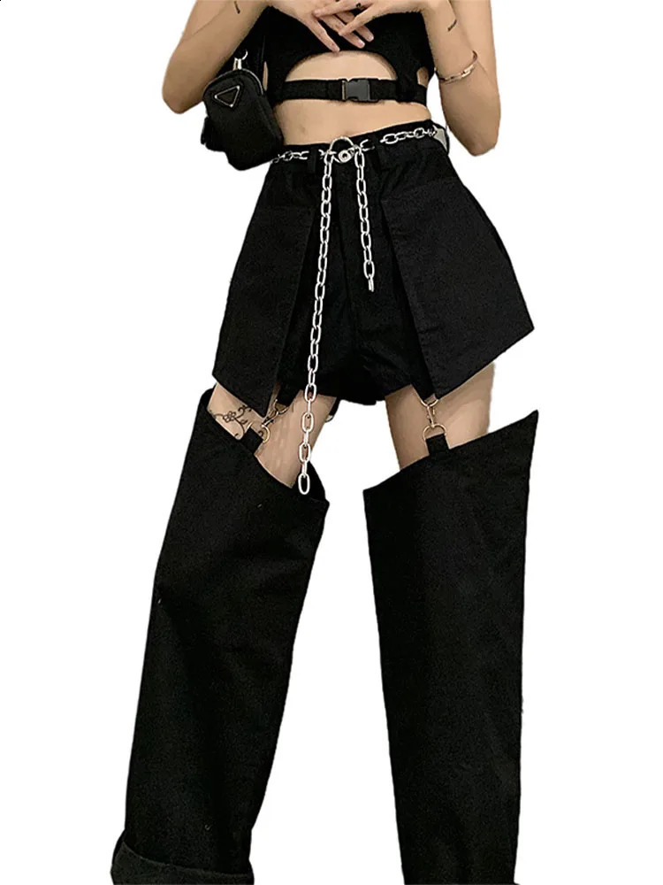 Y2k Hollow Out Slit High Waist Womens Jeans Gothic Punk Streetwear Hip Hop Female Baggy Denim Pants Harajuku Trouser 250314