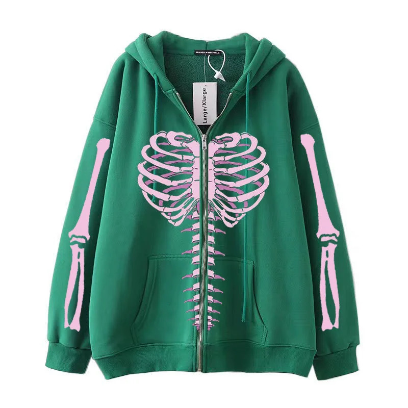 Dark style hiphop gothic Y2k skeleton butterfly zipper hoodie mens and womens Harajuku jacket sweater 250320Z