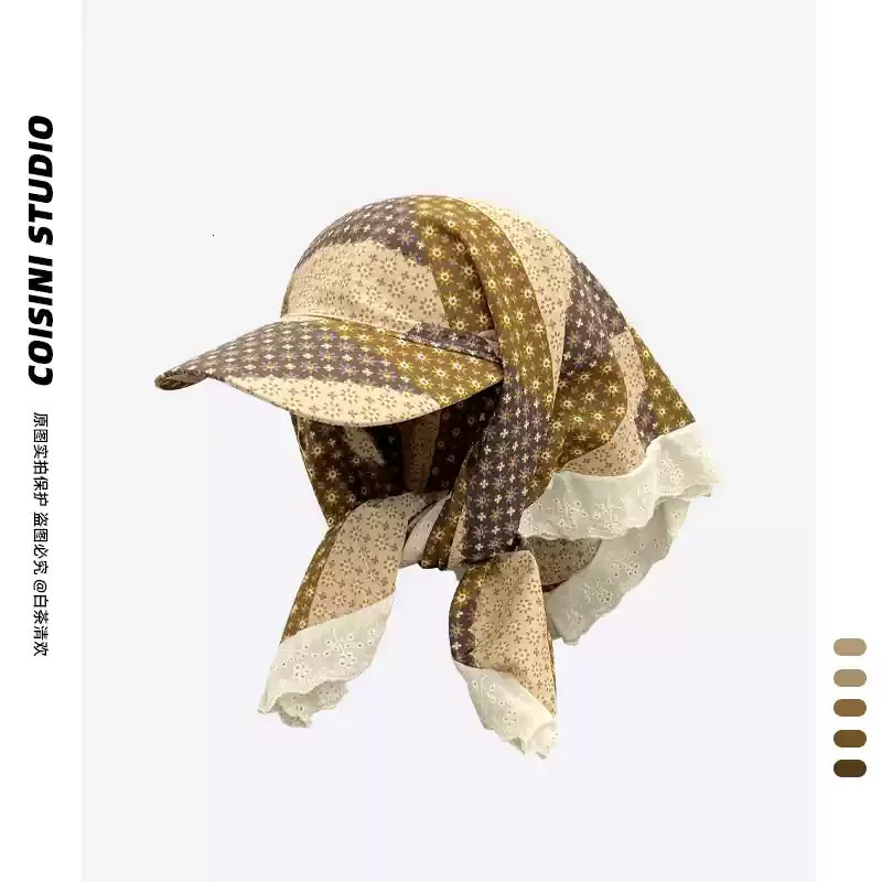 Maillard Retro Brown Leopard Print Headscarf Cap for Women Spring and Summer Travel Sunscreen Personality Versatile Sun Hat 250320
