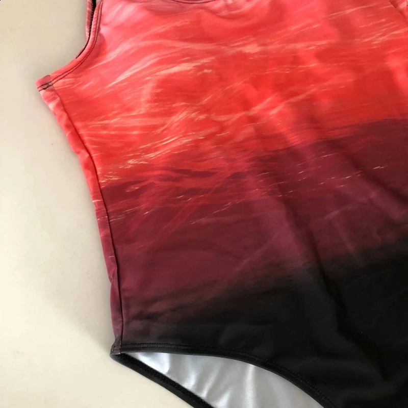 Womens Mayo Push Up Swimwear Criss Cross Back Onepiece Beach Bathing Suit Gradient Print Plavky Sexy Women Swimsuit 250319