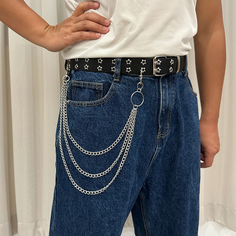 Punk Street keychain trousers pants chain Multi Layer Men chain Wallet Belt Chains Hipster Keyring Hip Hop Belts For Women 250320