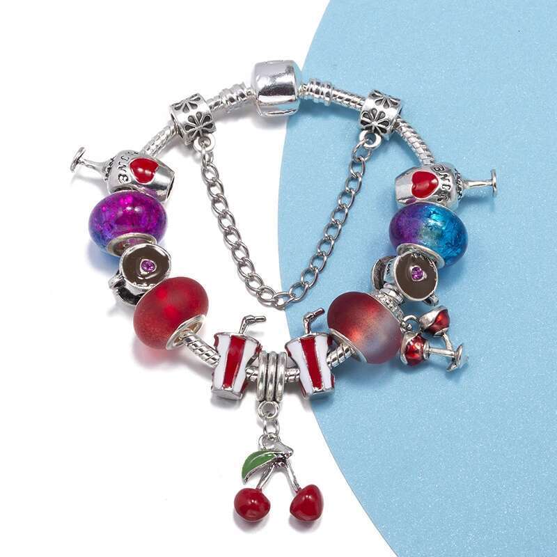 Summer Beach Styles Charm Bracelets Fits DIY Beverage Cherry Beads Bracelet Bangles For Women Men Pulseras Vacation Jewelry Gift