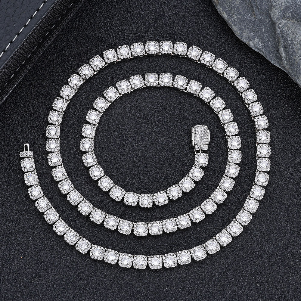 Womens Iced Shiny AAAAA Zircon Tennis Chain Hip-hop Rock Miami Tennis Necklace Jewelry Free Laser