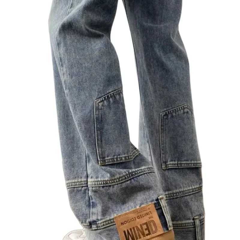 New Japanese straight leg jeans in spring and summer of 2024 Mens trend loose casual trousersT250319