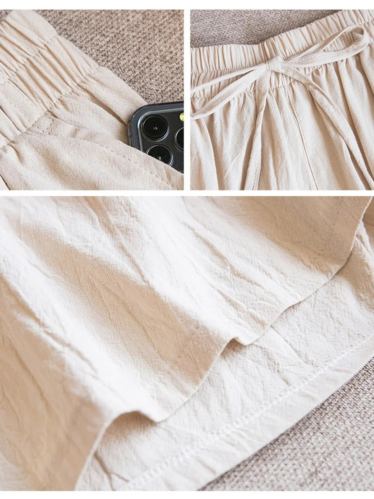 Women Cotton shorts Summer Casual Solid Two Pockets shorts high waist loose shorts for s Soft Cool female shorts 250320
